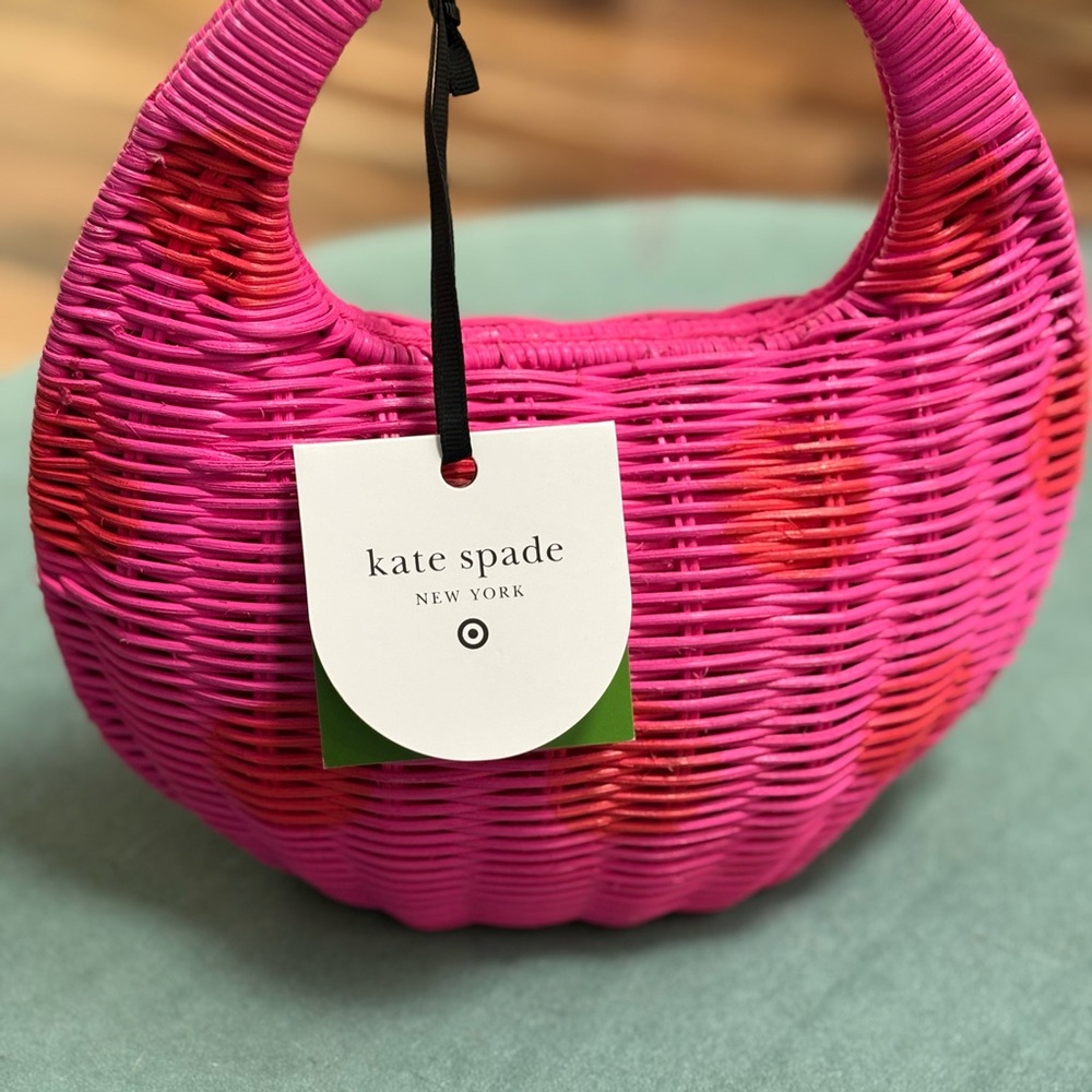 Kate Spade Target collaboration Pink with Red polkadot wicker bag NEW